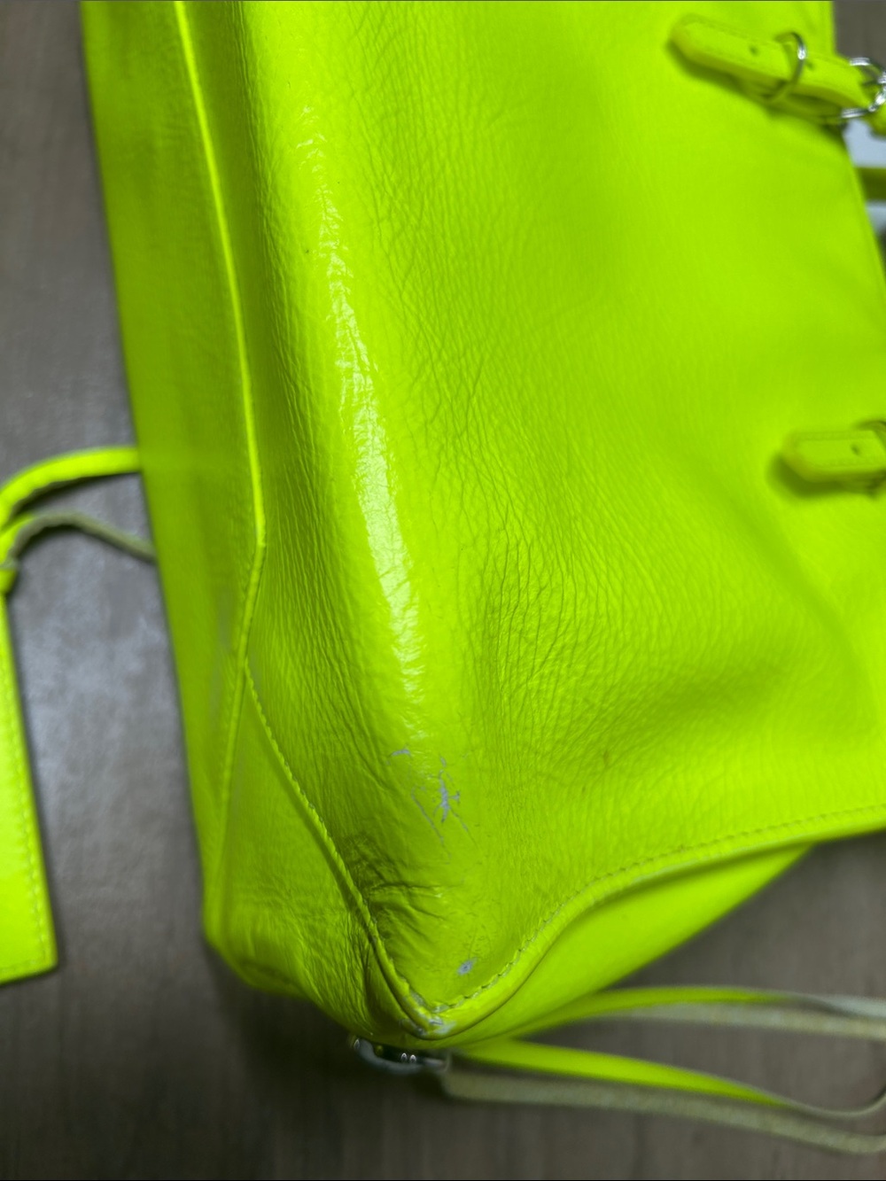 Balenciaga Neon Yellow Leather Tote Bag - Picture 7 of 11